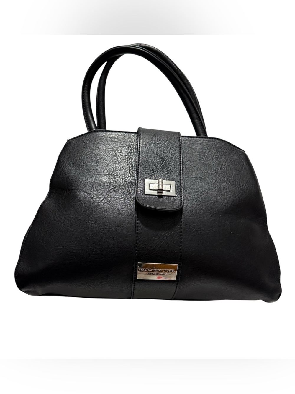Marc New York by Andrew Marc Black Structured Satchel Handbag Work Bag - Picture 4 of 10